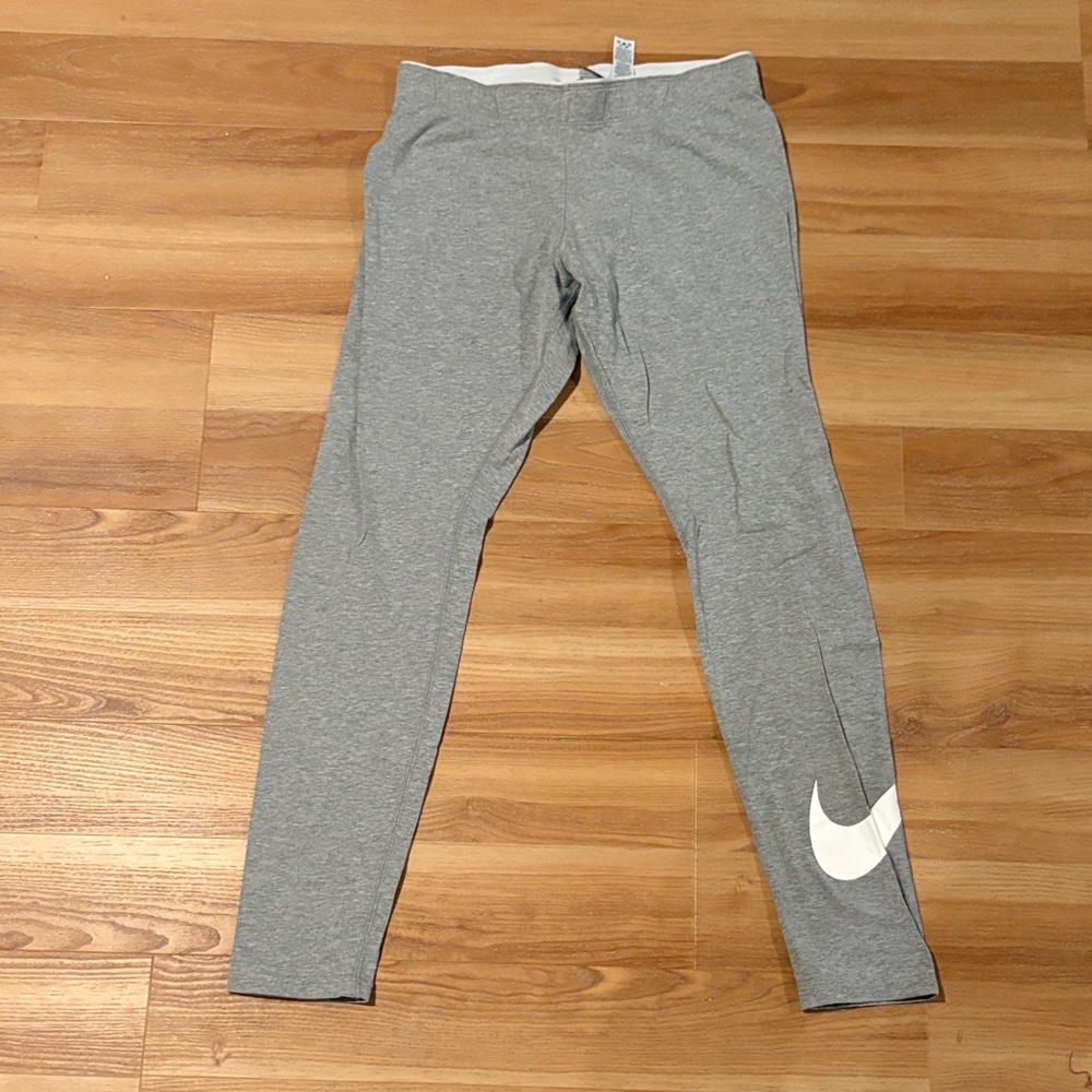 Nike Gray Leggings with White Swoosh